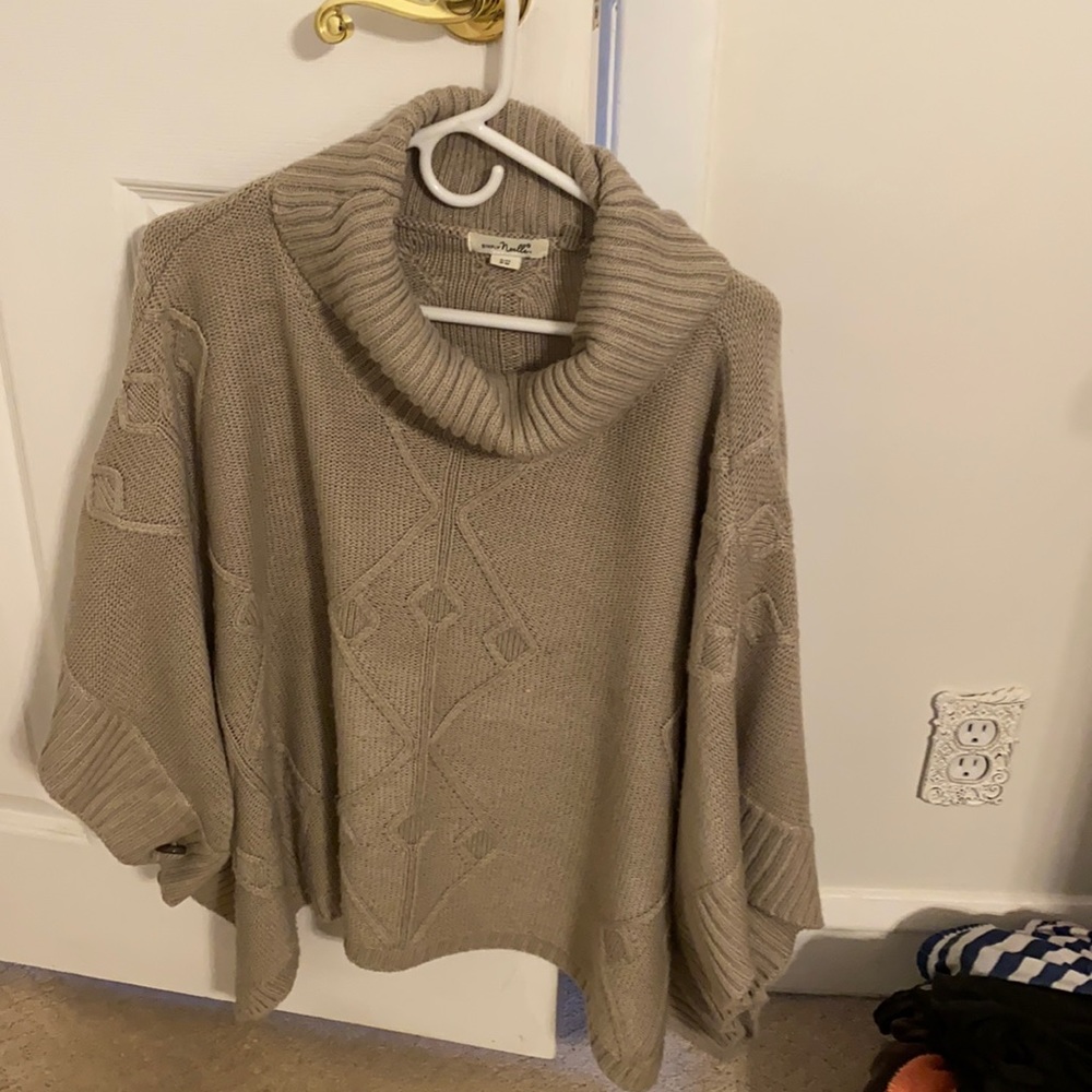 Tan sweater shawl